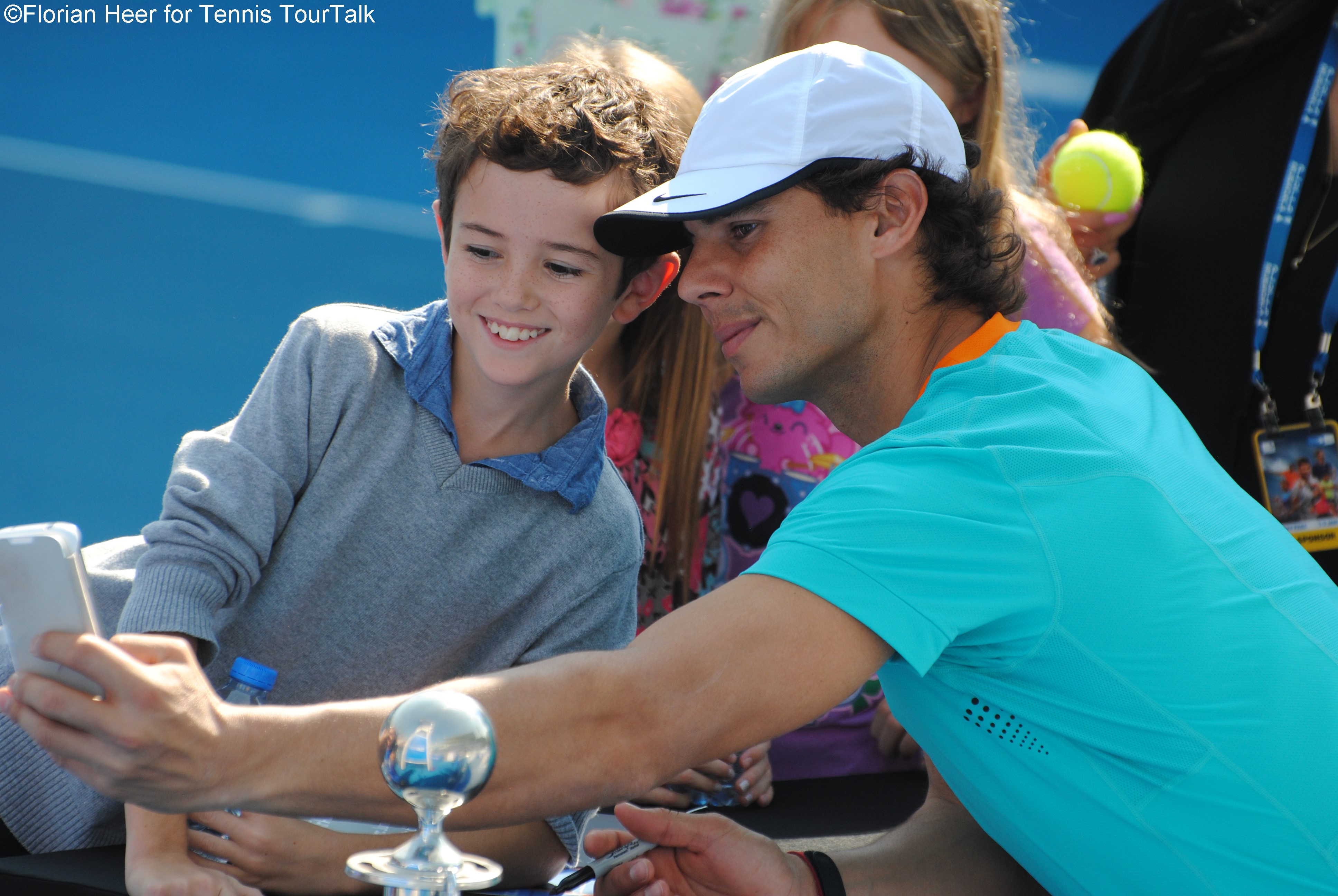 Rafael Nadal for a selfie with young Rafael Nadal
