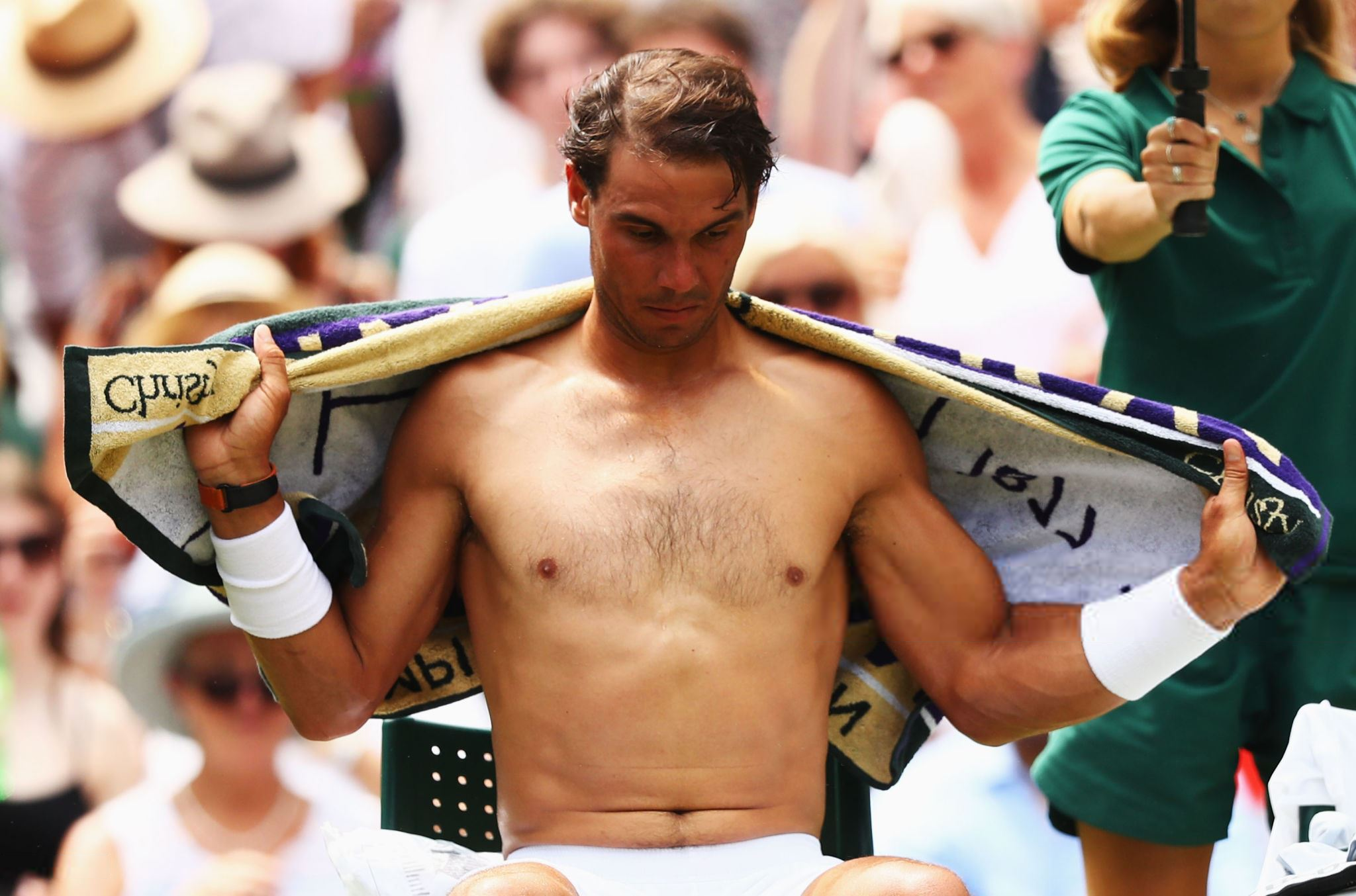 Rafael Nadal during second round match at Wimbledon 2018 vs Mikhail
