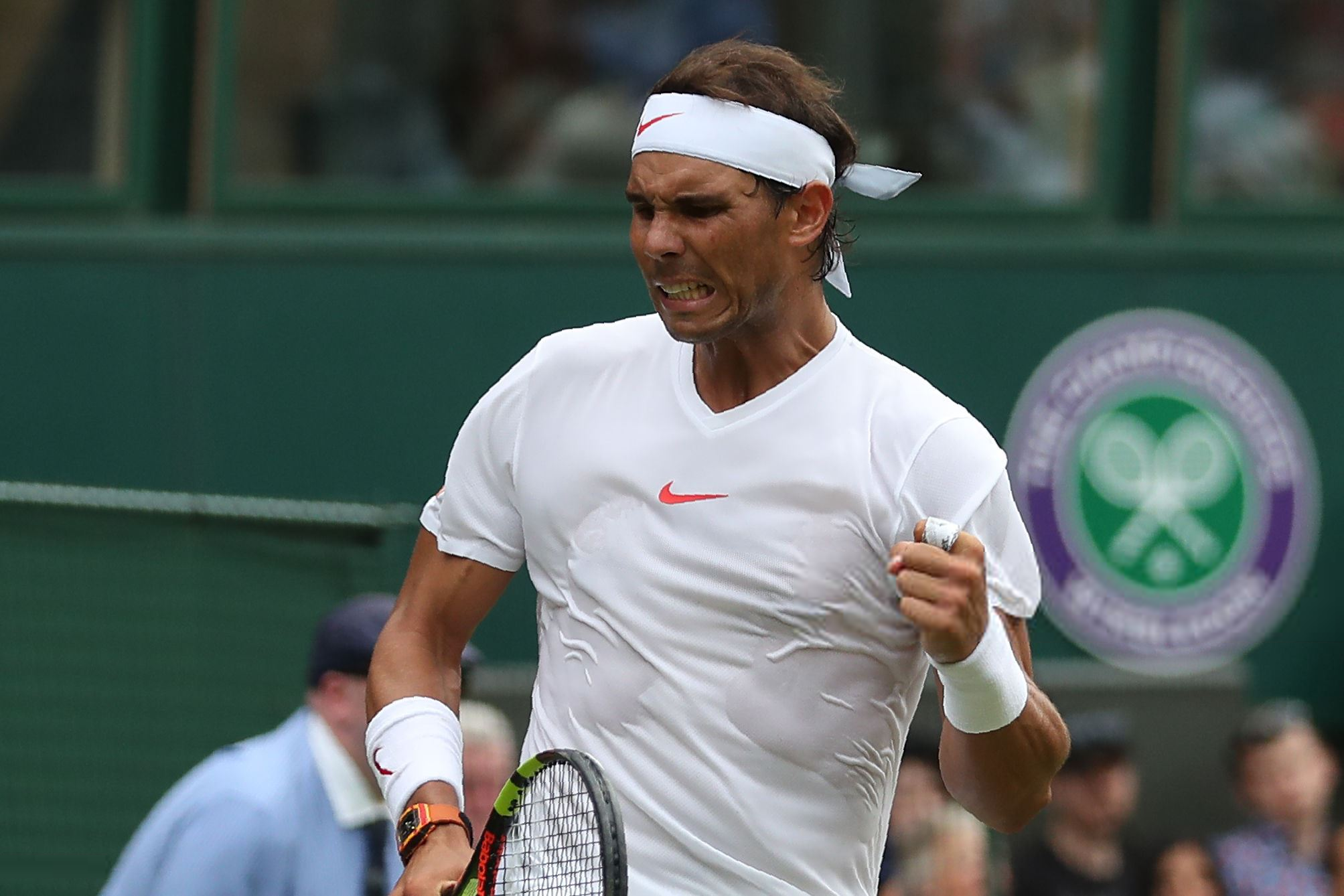 Rafael Nadal during second round match at Wimbledon 2018 vs Mikhail