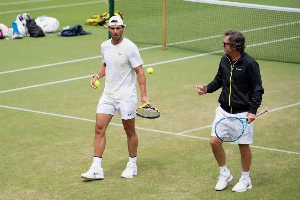 Rafa Nadal hits the practice court at Wimbledon on Middle Sunday photo